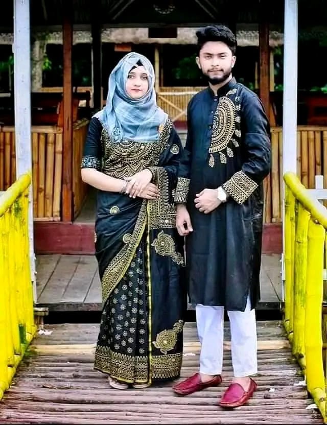 BLACK COLOUR SKIN PRINTED SARI WITH PANJABI-BLACK02